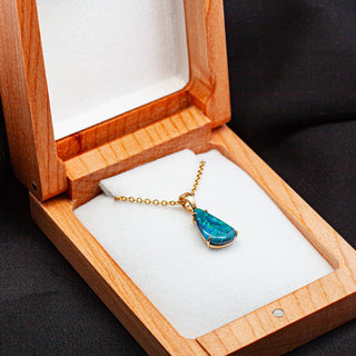 Kya | Blue-Green Australian Black Opal Necklace