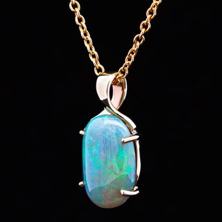 Wynonna | Blue-Green Australian Crystal Opal Necklace