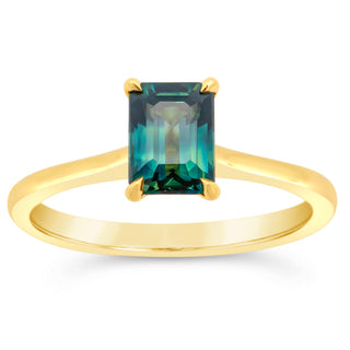 Australian Blue-Green Parti Sapphire Ring in Yellow Gold by World Treasure Designs