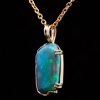 Asha | Blue-Green Australian Semi-Black Opal Necklace