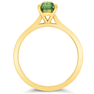 Australian Blue-Green-Yellow Parti Rectangle Sapphire Ring in Yellow Gold by World Treasure Designs