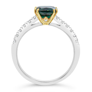 Australian Blue Parti Sapphire Ring With Hidden Diamonds in White and Yellow Gold by World Treasure Designs