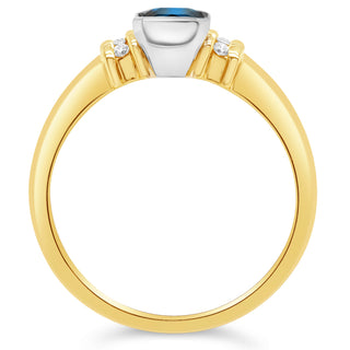 Australian Blue Sapphire Radiant Cut in Yellow and White Gold by World Treasure Designs