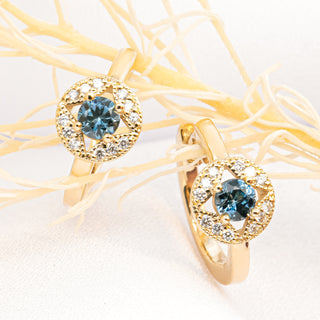 Maria | Australian Blue Sapphire and Diamond Huggie Hoop Earrings