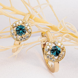 Maria | Australian Blue Sapphire and Diamond Huggie Hoop Earrings