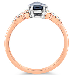 Australian Blue Pear Shaped Sapphire Ring in Rose and White Gold by World Treasure Designs