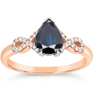 Australian Blue Sapphire Pear Shaped Ring in Rose and White Gold by World Treasure Designs