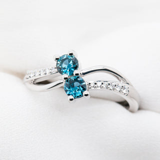 Australian Dual Blue Sapphire and Diamond Ring in White Gold by World Treasure Designs