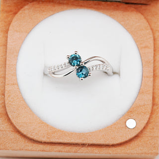 Australian Blue Sapphire Ring with Diamond Band in White Gold by World Treasure Designs