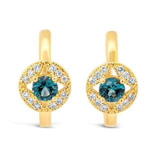 Maria | Australian Blue Sapphire and Diamond Huggie Hoop Earrings