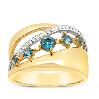Australian Blue Sapphire and Diamond Ring in Yellow and White Gold by World Treasure Designs