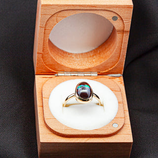 Australian Blue and Boulder Opal Ring Bezel Set in Yellow Gold by World Treasure Designs