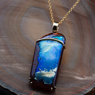 Nina | Blue Australian Boulder Opal Necklace