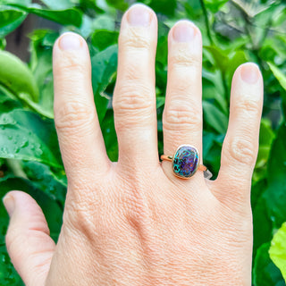 Miriam | Aqua-Purple Australian Boulder Opal Ring