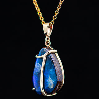 Australian Boulder Opal Necklace Set in Yellow Gold by World Treasure Designs