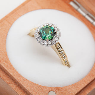 Australian Coastal Blue Parti Sapphire Ring in Yellow and White Gold by World Treasure Designs