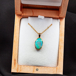 Astrid | Blue-Green Australian Crystal Opal Necklace