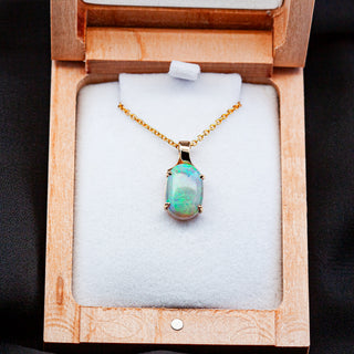Wynonna | Blue-Green Australian Crystal Opal Necklace