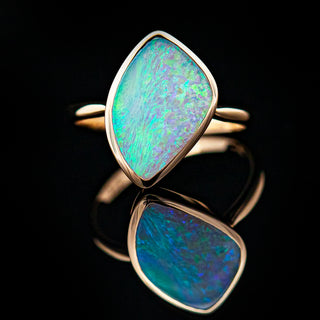 Australian Crystal Opal Ring in Yellow Gold by World Treasure Designs