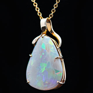 Australian Fossil Opal Pendant in Yellow Gold by World Treasure Designs