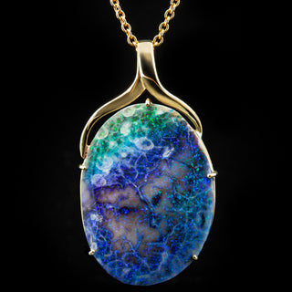 Australian Fossil Plant Opal Necklace in Yellow Gold by World Treasure Designs