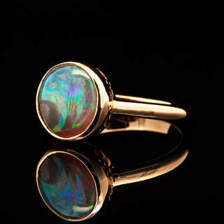 Australian Fossil Pippi Shell Opal Ring in Yellow Gold by World Treasure Designs