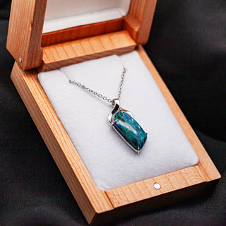 Australian Fossil Wood Necklace Set in White Gold by World Treasure Designs