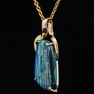 Australian Fossil Wood Opal Pendant in Yellow Gold by World Treasure Designs