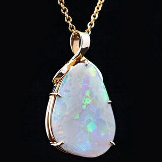 Australian Fossilized Opal Necklace in Yellow Gold by World Treasure Designs
