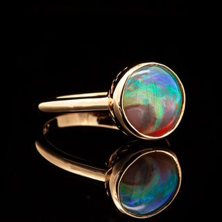 Australian Fossilized Opal Shell Ring in Yellow Gold by World Treasure Designs