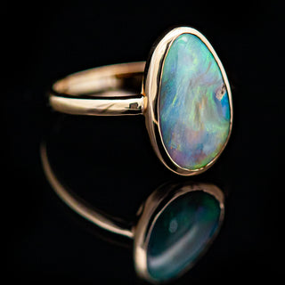Australian Fossilized Pippi Shell Ring in Yellow Gold by World Treasure Designs