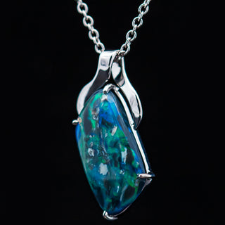 Australian Fossilized Wood Opal Necklace in White Gold by World Treasure Designs