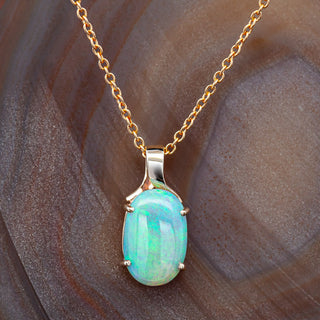 Wynonna | Blue-Green Australian Crystal Opal Necklace