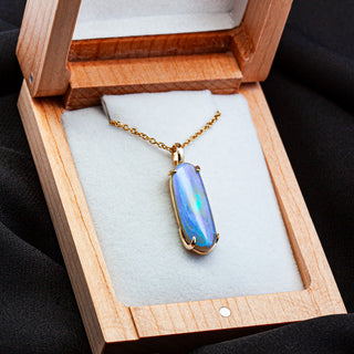 Piper | Blue-Green-Purple Australian Black Opal Necklace