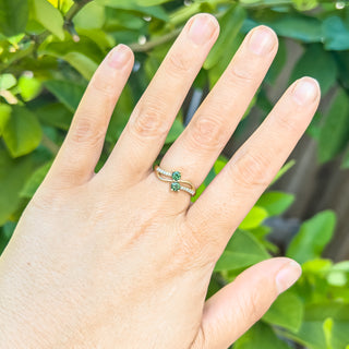 Australian Green Sapphire and Diamond Band Ring in Yellow Gold by World Treasure Designs