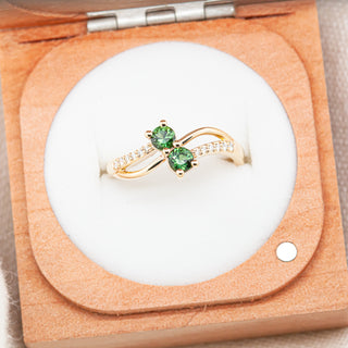 Australian Green Sapphire and Diamond Band Ring in Yellow Gold by World Treasure Designs