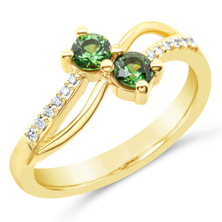 Australian Green Sapphire and Diamond Ring in Yellow Gold by World Treasure Designs