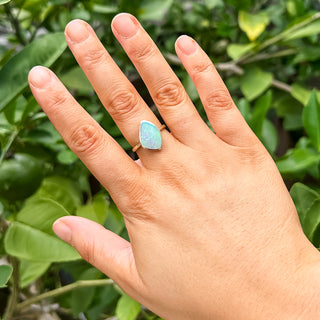 Australian Multicolored Crystal Opal Ring in Yellow Gold by World Treasure Designs