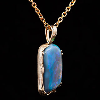 Asha | Blue-Green Australian Semi-Black Opal Necklace