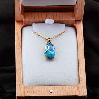 Morgan | Blue Australian Semi-Black Opal Necklace