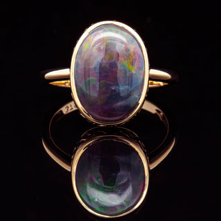 Carla | Australian Semi-Black Crystal Opal Ring