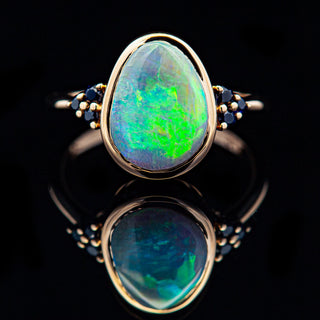 Keeda | Australian Semi-Black Crystal Opal & Sapphire Ring