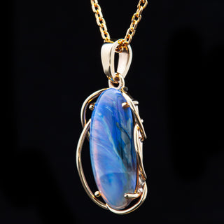 Kelsey | Blue Australian Semi-Black Opal Necklace