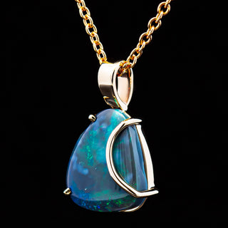 Hadley | Blue-Green Australian Semi-Black Opal Necklace