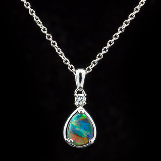Mabelle | Multicoloured Australian Semi-Black Opal Necklace