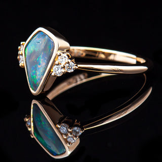 Miranda | Freeform Australian Semi-Black Opal Ring