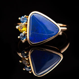 Indigo | Purple Australian Semi-Black Opal & Sapphire Ring