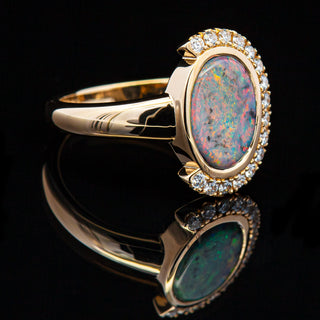 Scarlett | Multicoloured Australian Semi-Black Opal Ring