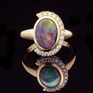 Scarlett | Australian Semi-Black Opal Ring