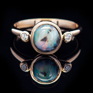 Poppy | Multicoloured Australian Semi-Black Opal Ring